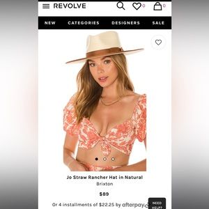 NWT Brixton Jo Straw Rancher hat in Neutral